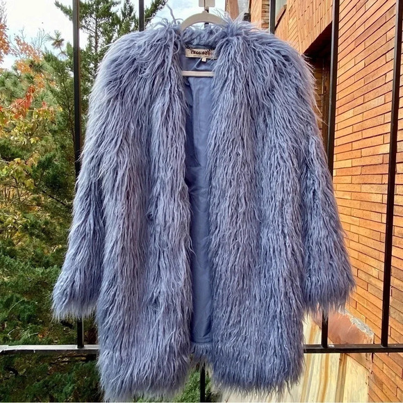 NWT Free People Renata Fur Jacket Blue Taylor Swift - Picture 7 of 16